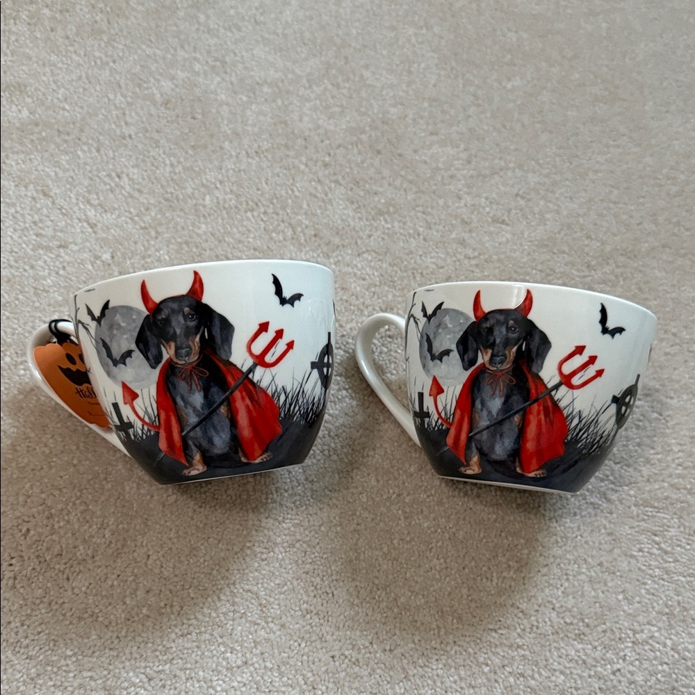 2 Halloween Dachshund Devil Mugs (get both)